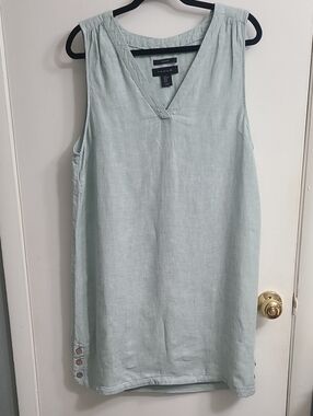 Tahari 100% Sleeveless Versatile Breathable Boho Trendy Linen Green Mint Sz XL
